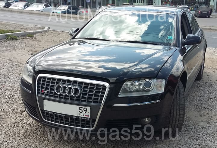 Установка ГБО на Audi A8 4.2 FSI, ГБО 4 поколения ROMANO CNG, с тороидальным баллоном на 53 литра.