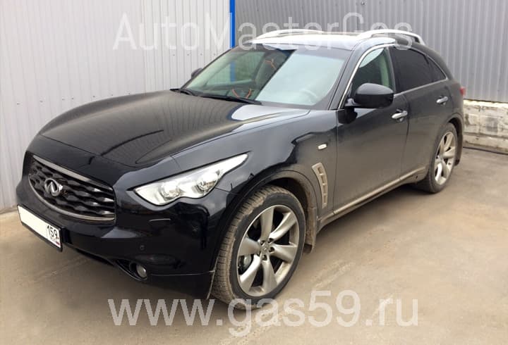 Установка ГБО на Infiniti FX50 5.0, ГБО 4 поколения LANDIRENZO (Италия), с тороидальным баллоном на 53 л.